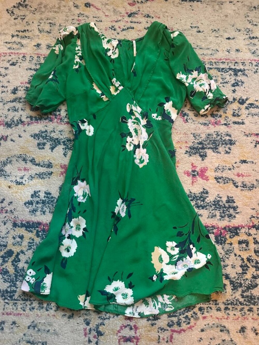 Free People Neon Garden Green Floral Mini Dress
